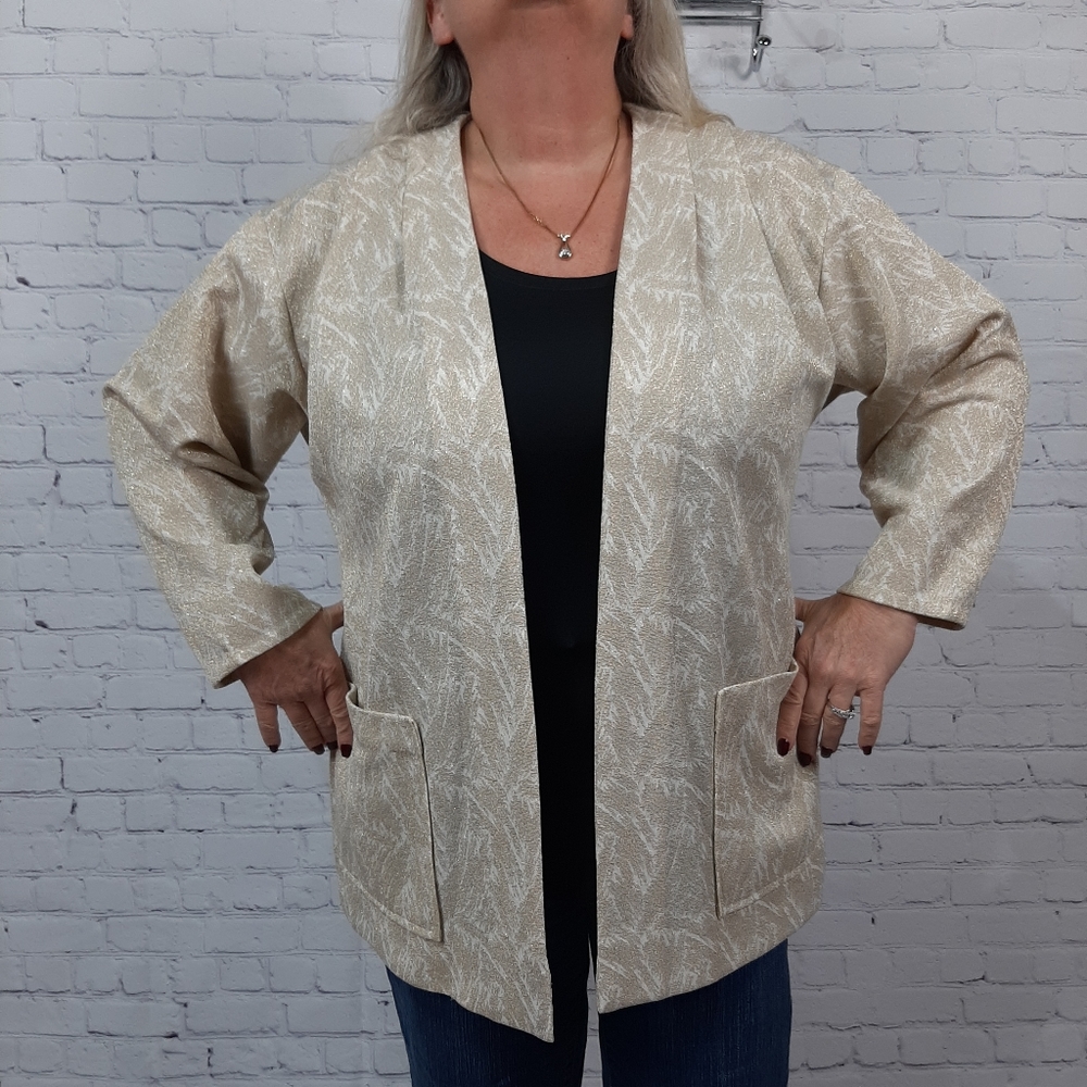 Hand Crafted Open Front Cardigan Blazer L/XL